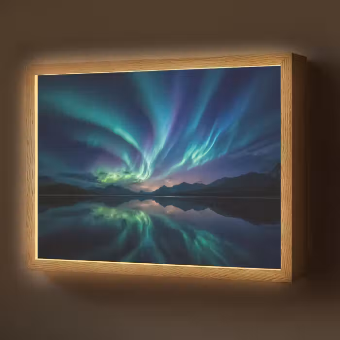 Lightbox - Wandlamp - Noorderlicht - Kleurrijk - Bergmeer