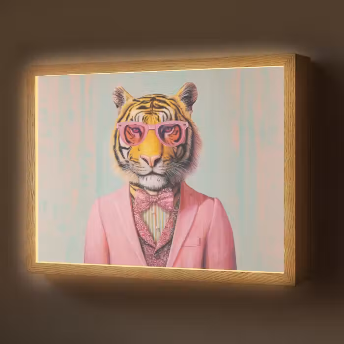 Lightbox - Wandlamp - Tijger - Strik - Jasje - Roze