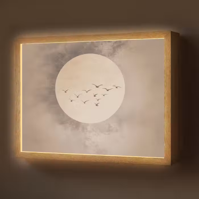Lightbox - Wandlamp - Vogel - Beige - Japandi