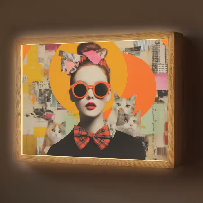 Lightbox - Wandlamp - Vrouw - Bril - Strik - Retro