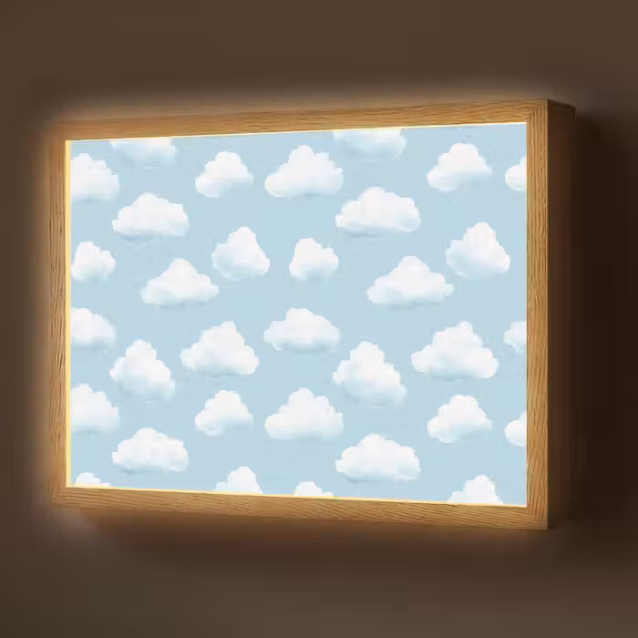 Lightbox - Wandlamp - Wolken - Illustratie - Blauw
