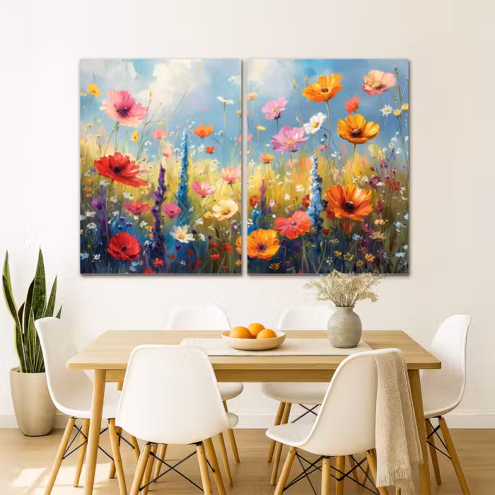 Meerluik schilderij -  2 luiken - Bloemen - Lente - Kleurrijk - Zomers