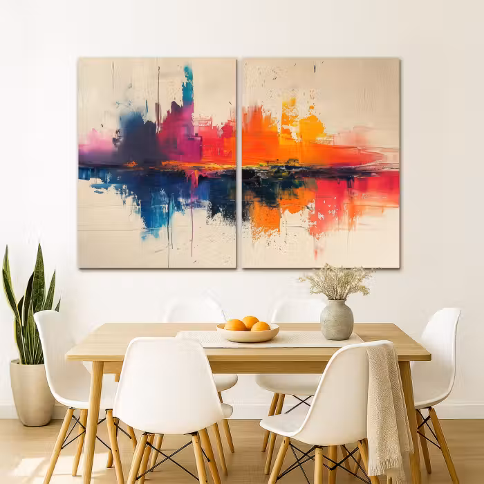 Meerluik schilderij -  2 luiken - Kleurrijk - Abstract - Verflook - Modern