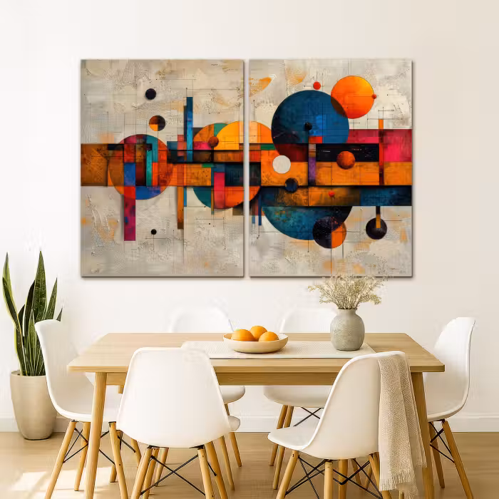 Meerluik schilderij -  2 luiken - Kleurrijk - Geometrisch - Abstract - Aesthetic