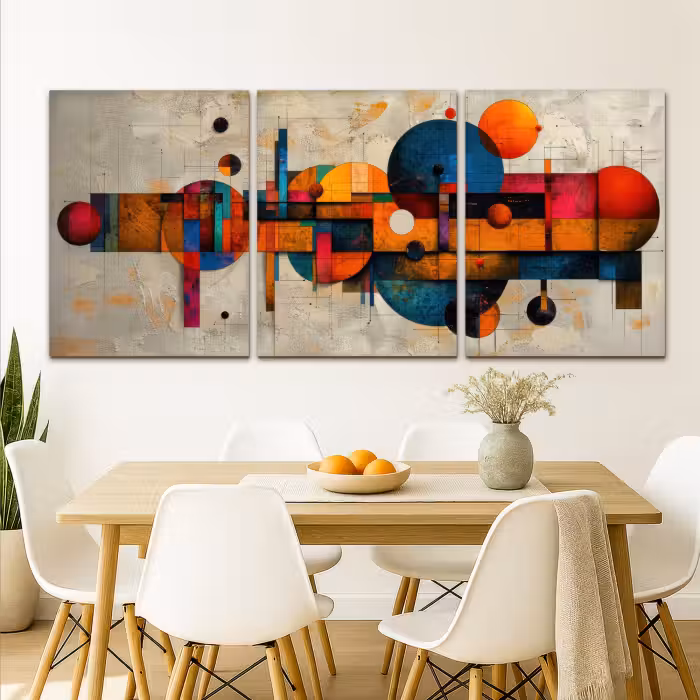 Meerluik schilderij -  3 luiken - Kleurrijk - Geometrisch - Abstract - Aesthetic