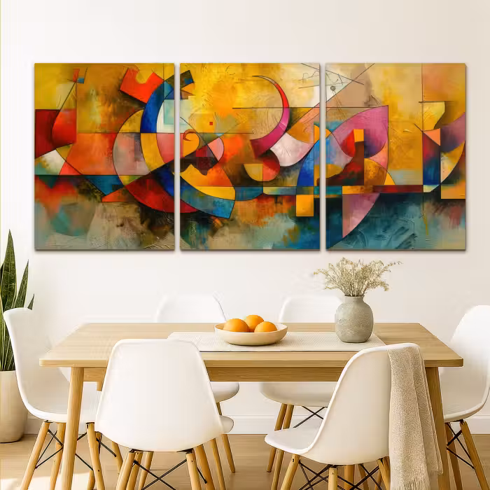 Meerluik schilderij -  3 luiken - Kleurrijk - Geometrisch - Abstract