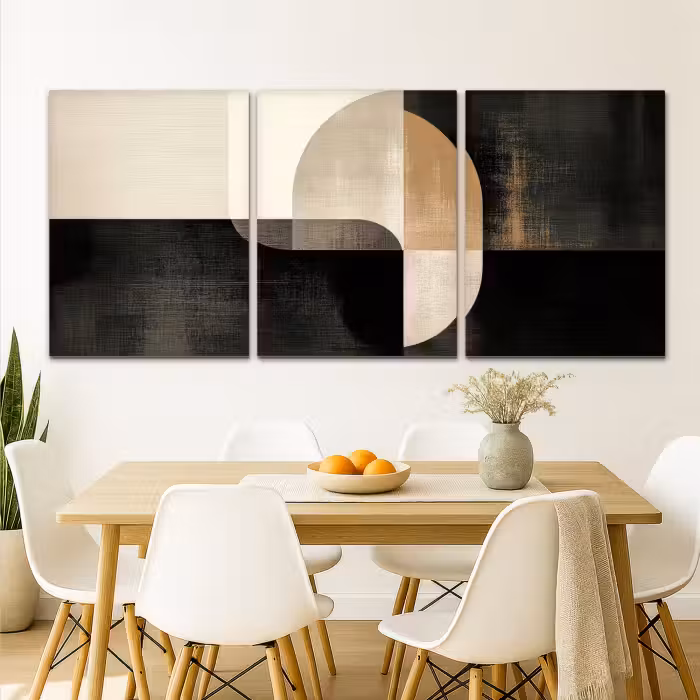 Meerluik schilderij -  3 luiken - Vormen - Abstract - Goud