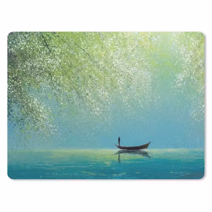 Muismat - Bootje - Water - Bladeren - Bloesems