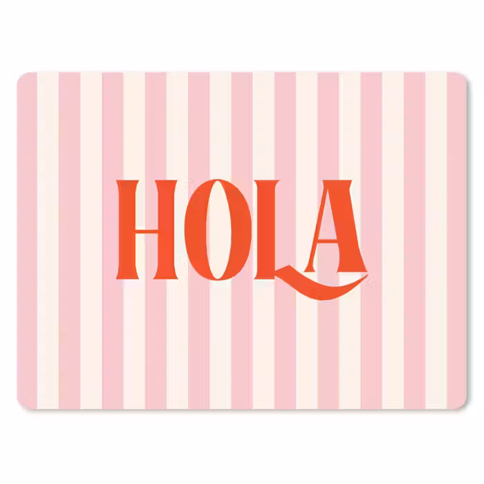 Muismat - Hola - Quote - Strepen - Pastel - Roze - Rood - Wit