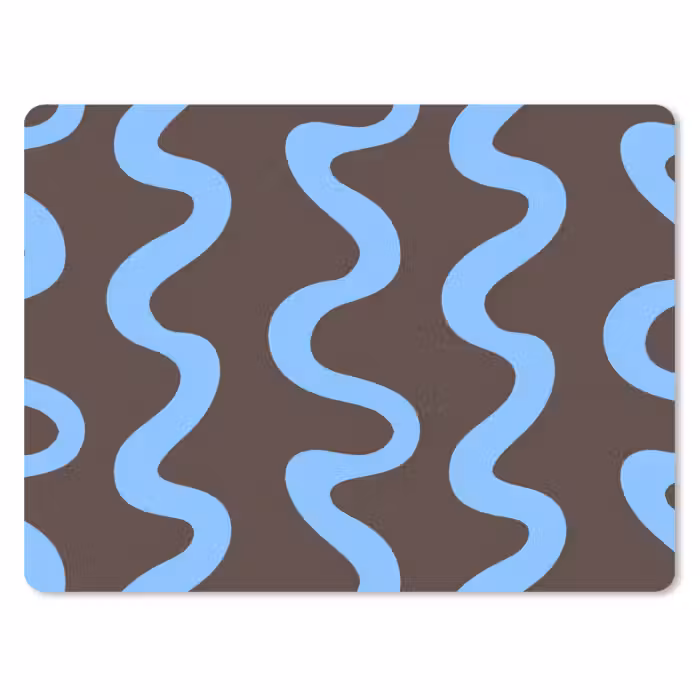 Muismat - Kronkelende lijnen - Blauw - Bruin - Minimalistisch