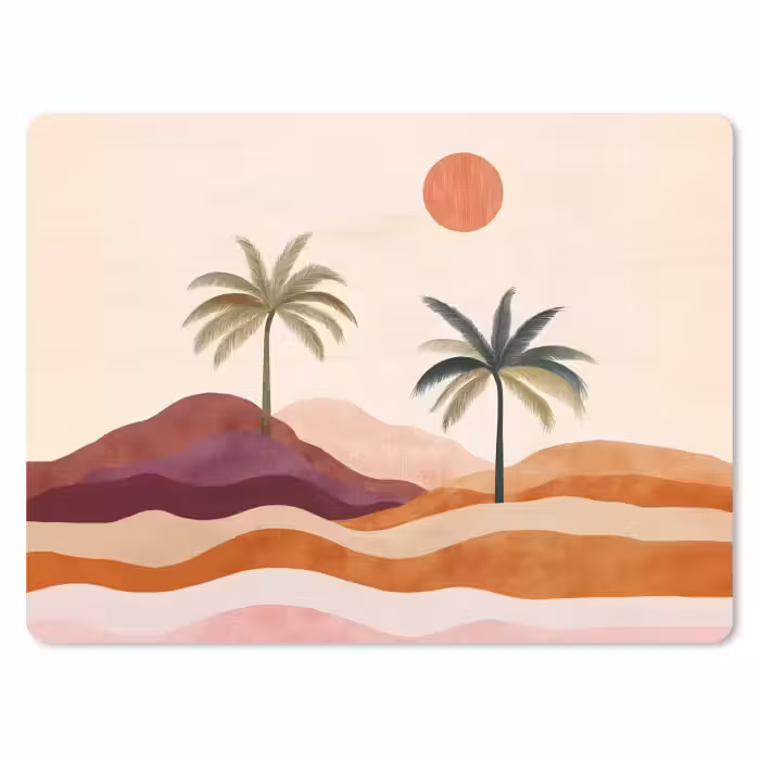 Muismat - Palmbomen - Abstract - Zon - Heuvels