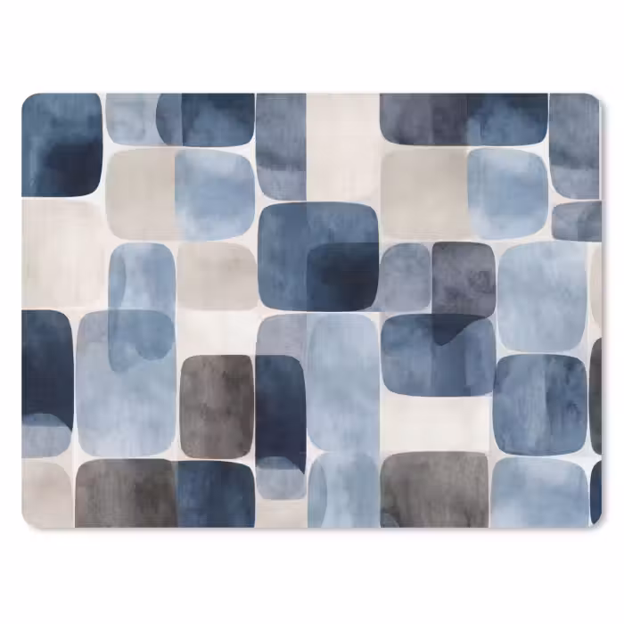 Muismat - Patroon - Blauw - Vierkanten