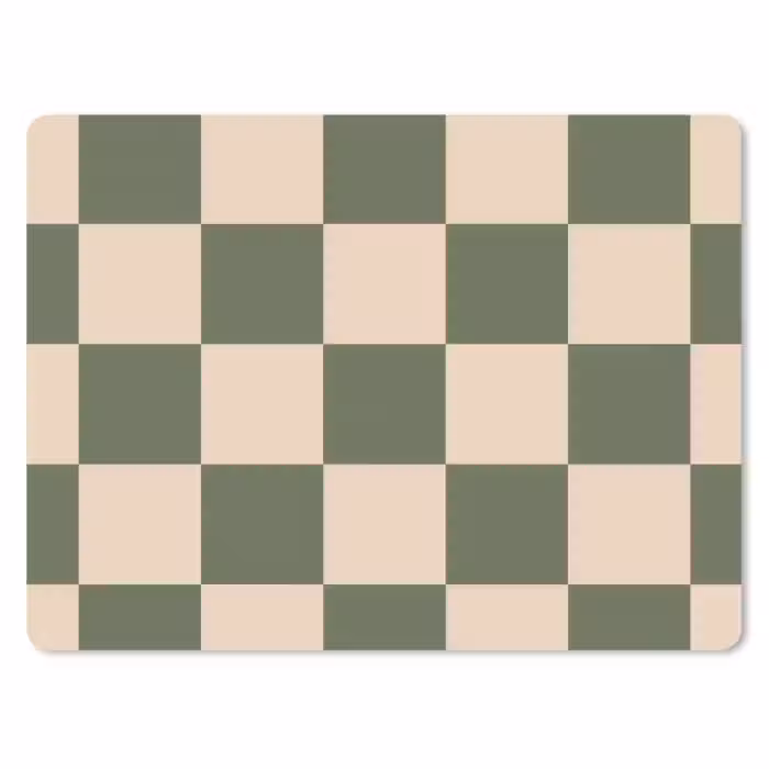 Muismat - Schaakbord print - Groen - Beige - Blokjes