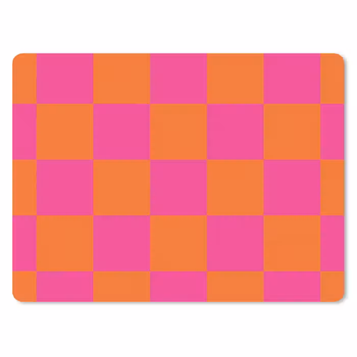Muismat - Schaakbord print - Oranje - Roze - Blokjes