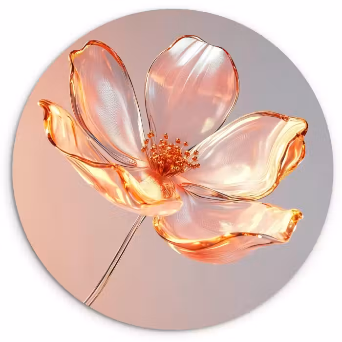 Muurcirkel - Glazen - Bloem - Roze