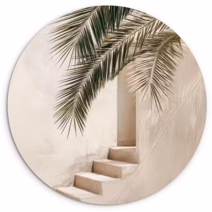 Muurcirkel - Palmboom - Schaduw - Trap - Beige