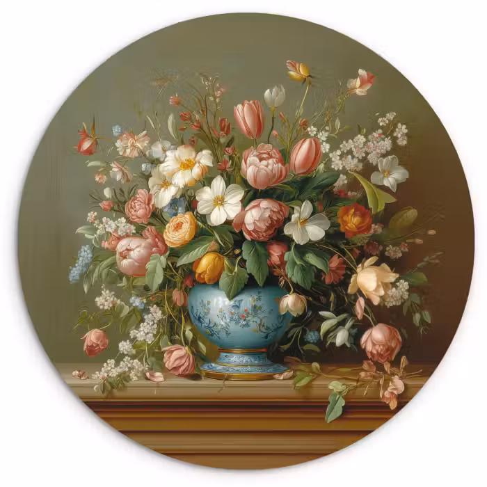 Muurcirkel - Vaas - Pastel - Kleuren - Bloemen