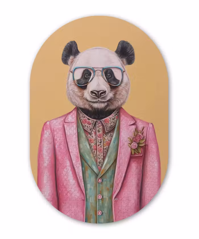 Muurovaal aluminium - Panda - Pak - Zonnebril - Blauw
