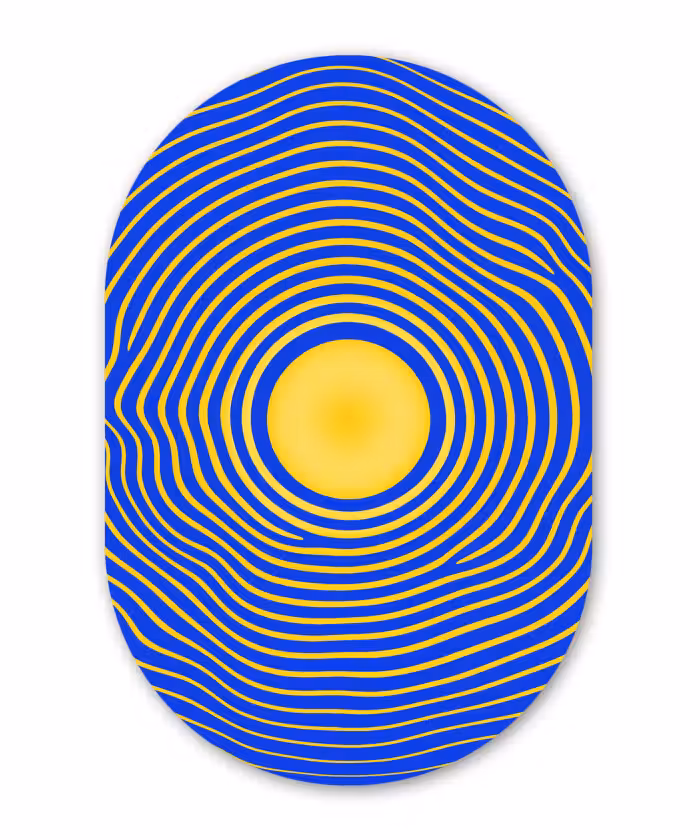 Muurovaal - Glas - Abstract patroon - Blauw