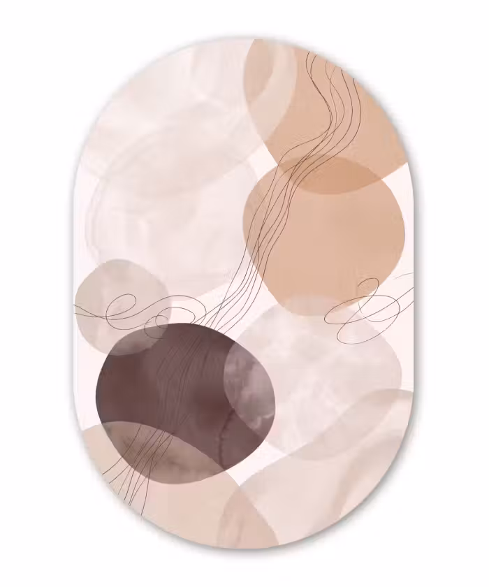 Muurovaal - Kunststof - Abstractie - Beige - Modern