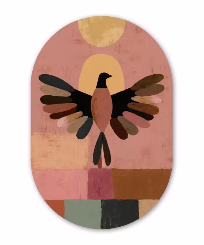 Muurovaal - Kunststof - Illustratie - Vogel - Vlakken - Kleurrijk