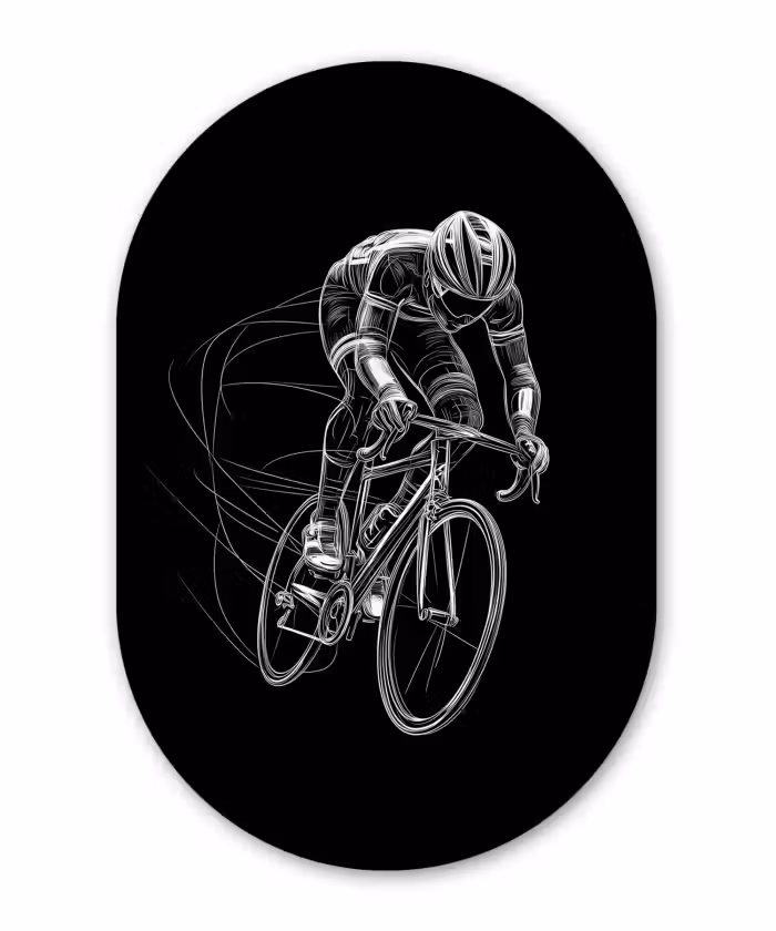 Muurovaal - Kunststof - Lijntekening - Wit - Wielrennen - Snelheid