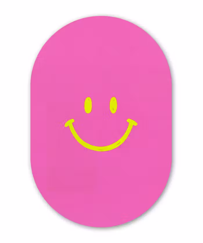 Muurovaal - Kunststof - Smiley - Vrolijk - Roze