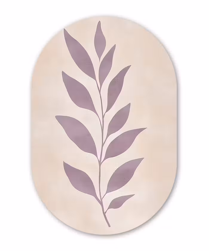 Muurovaal - Kunststof - Tak - Bladeren - Minimalistisch - Beige