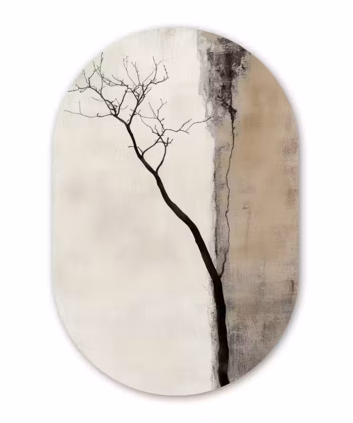 Muurovaal - Kunststof - Wabi sabi - Plant - Beige
