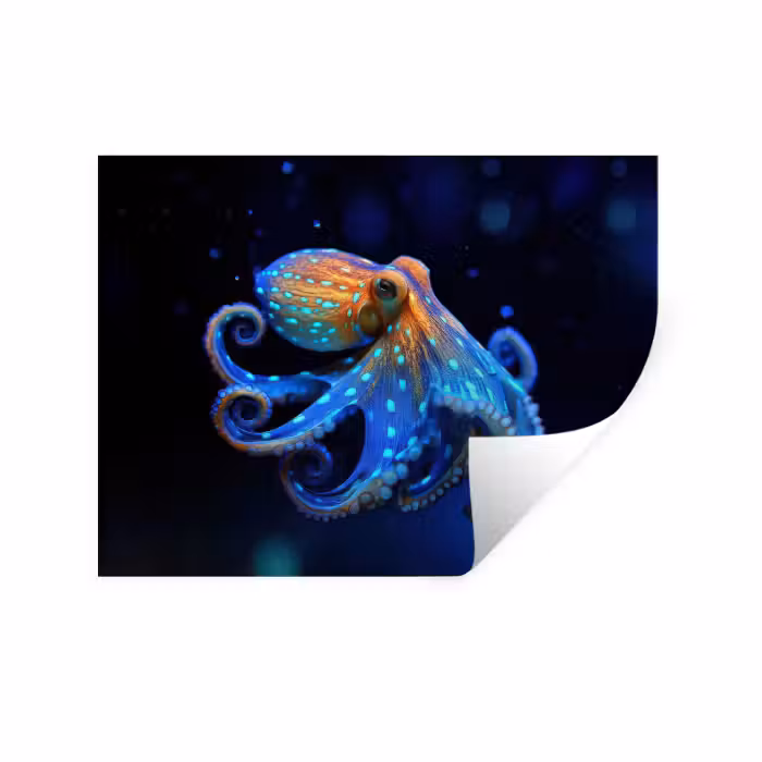 Muursticker - Octopus - Stippen - Blauw - Zee