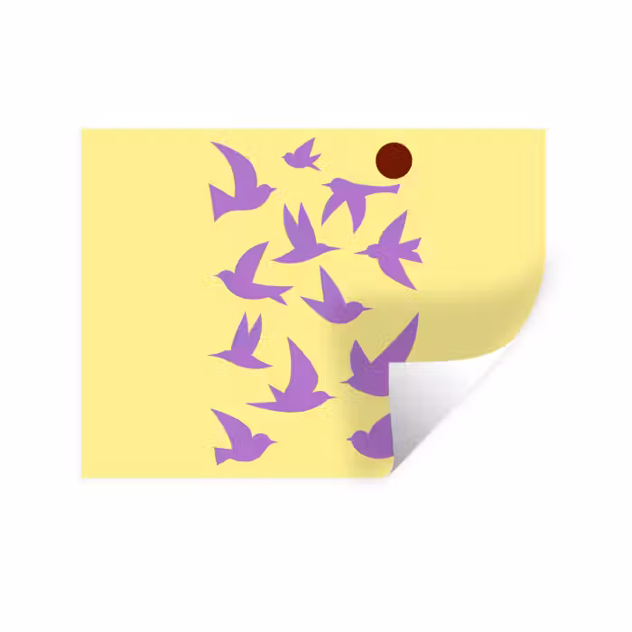 Muursticker - Vogels - Cirkel - Geel - Beweging