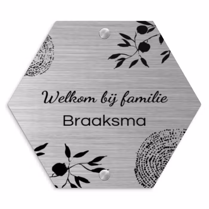 Naambordje voordeur - Hexagon - Illustraties - Metaal - Sierlijk