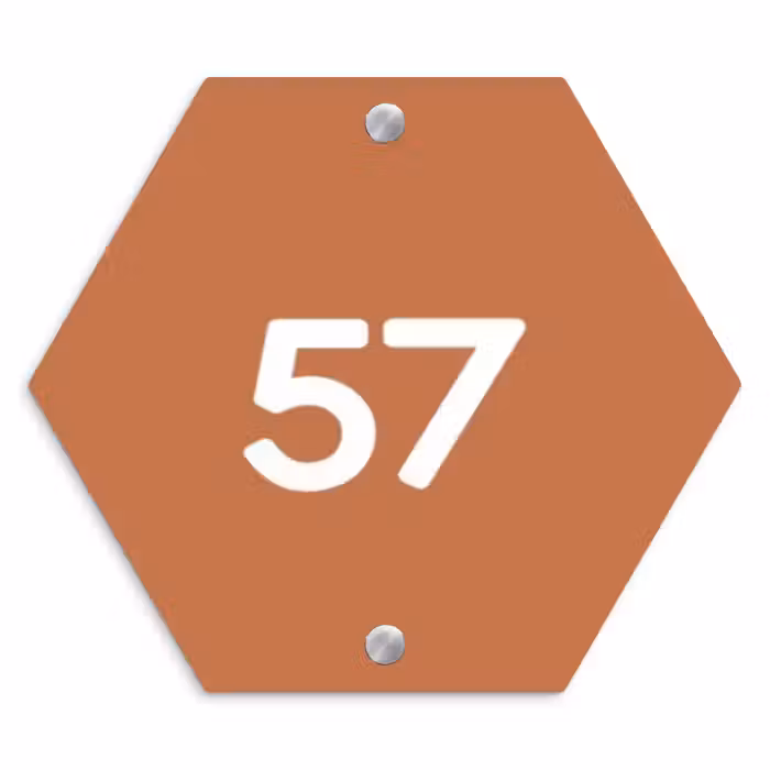 Naambordje voordeur - Hexagon - Terracotta - Traditioneel