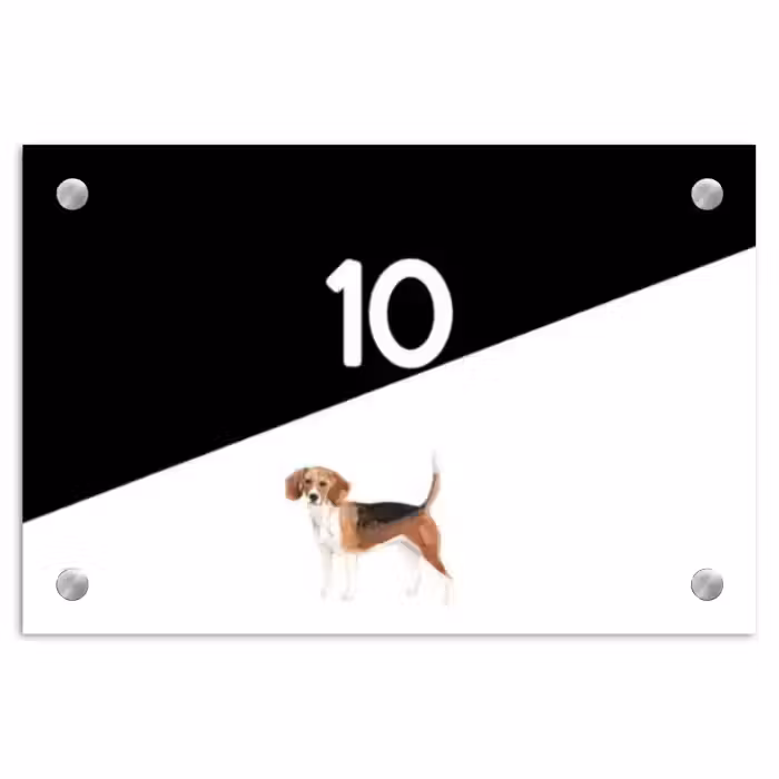 Naambordje voordeur - Rechthoek - Zwart wit - Huisdier - Beagle