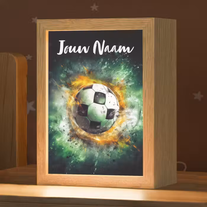 Nachtlampje met naam - Bal - Voetbal - Groen - Oranje - Rook