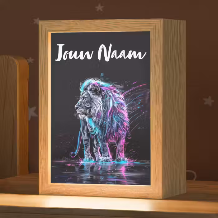 Nachtlampje met naam - Leeuw - Kleuren - Zwart - Dieren