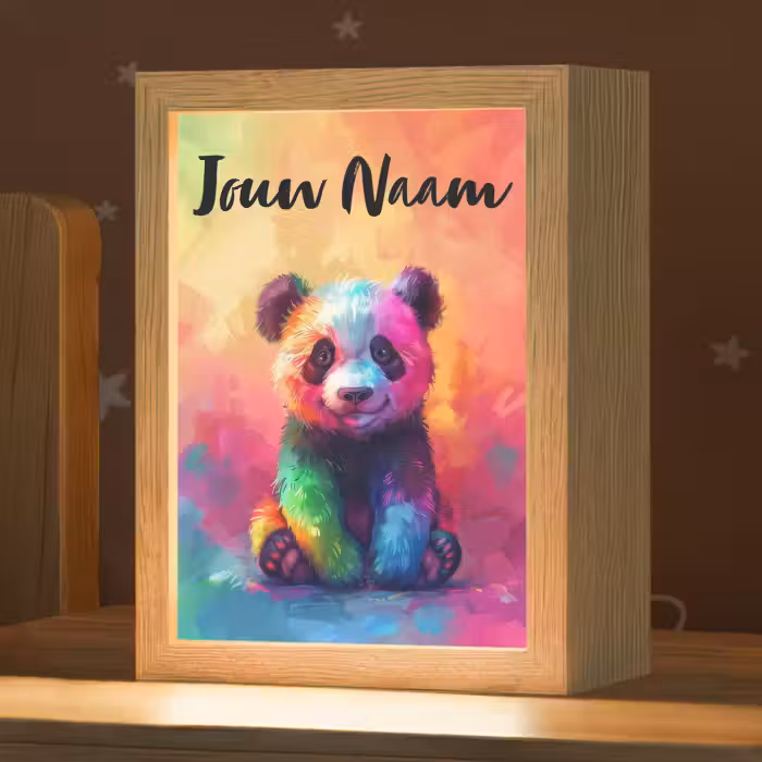 Nachtlampje met naam - Panda - Dieren - Kleurrijk - Neon