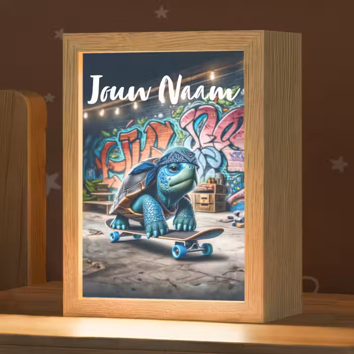 Nachtlampje met naam - Schildpad - Graffiti - Skateboard - Jongens