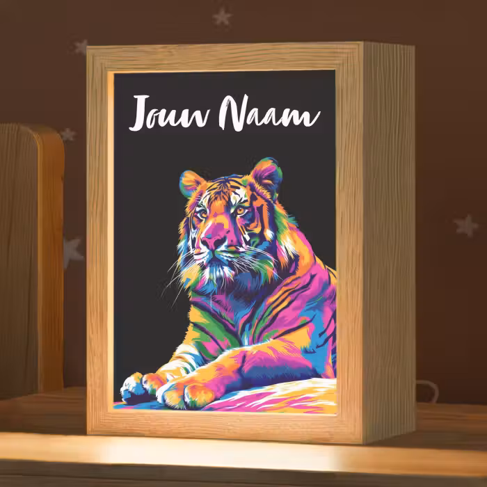 Nachtlampje met naam - Tijger - Kleurrijk - Dieren - Zwart - Neon