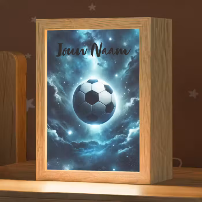 Nachtlampje met naam - Voetbal - Galaxy - Ruimte - Sport - Blauw