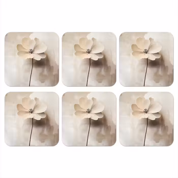 Onderzetter - Bloem - Beige - Verf - Schaduw