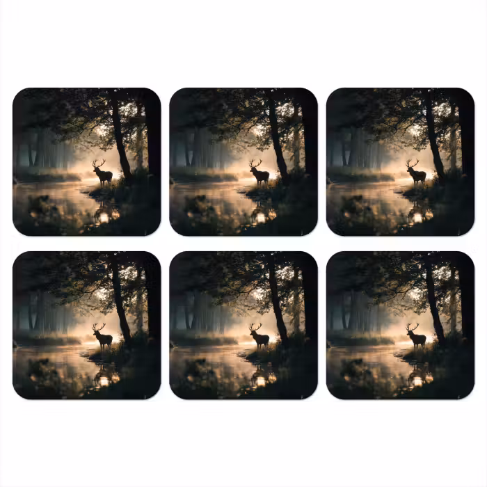 Onderzetter - Hert - Bosbeek - Mystiek
