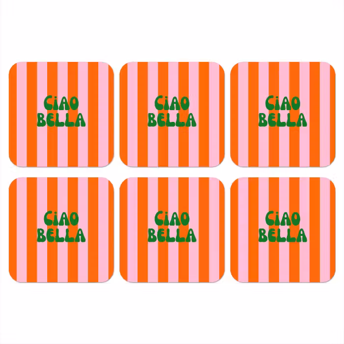Onderzetter - Strepen - Oranje - Verticaal - Ciao bella