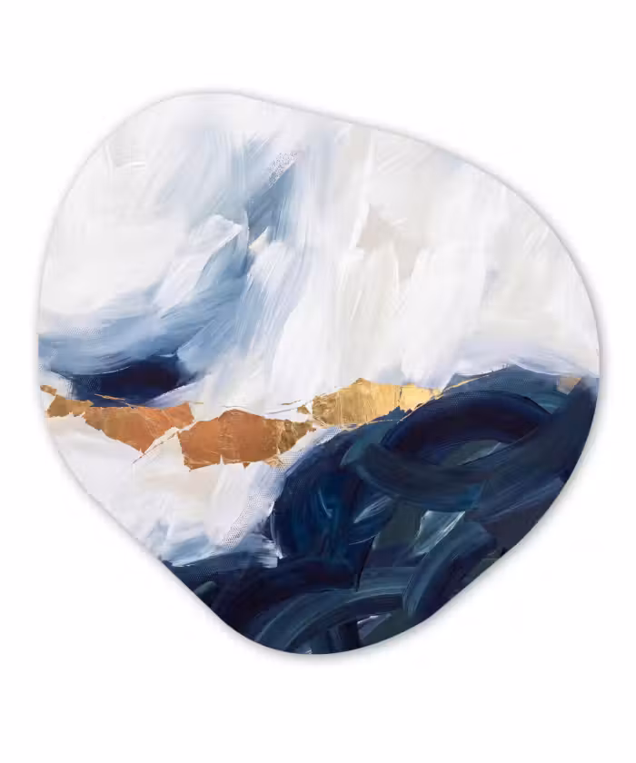Organisch schilderij - Forex - Abstract - Acryl - Blauw - Goud - Elegant