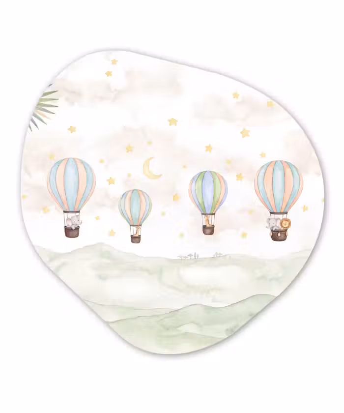 Organisch schilderij - Forex - Aquarel - Luchtballonnen - Pastel
