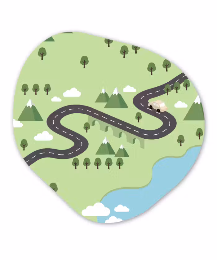 Organisch schilderij - Forex - Auto - Bergweg - Natuur - Illustratie