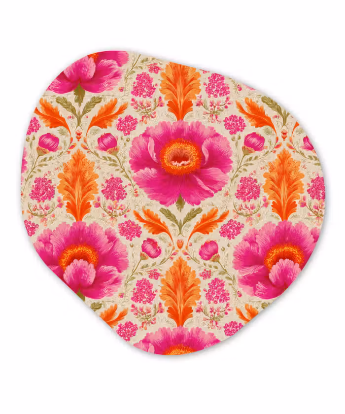 Organisch schilderij - Forex - Bloemen - Barok - Roze - Oranje
