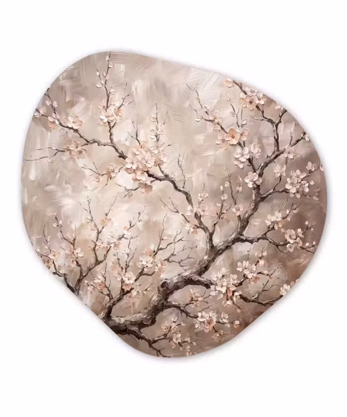 Organisch schilderij - Forex - Bloesem - Takken - Schilderij - Beige - Serene