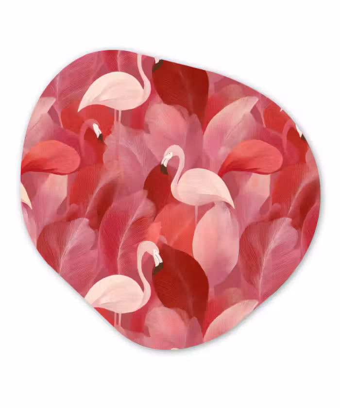 Organisch schilderij - Forex - Flamingo - Botanisch - Elegant - Roze - Rood