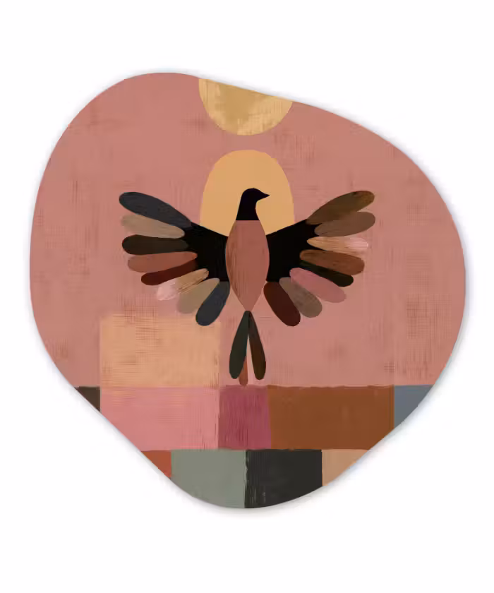Organisch schilderij - Forex - Illustratie - Vogel - Vlakken - Kleurrijk
